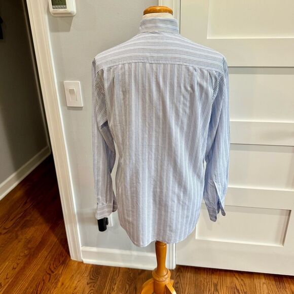 Ermenegildo Zegna Linen Blend Striped Dress Shirt. Size 17. - Picture 4 of 7